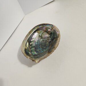 Vintage MCM Abalone MOP Shell Footed Bowl Dish Ashtray Candy Trinket 6" x 4 1/2"